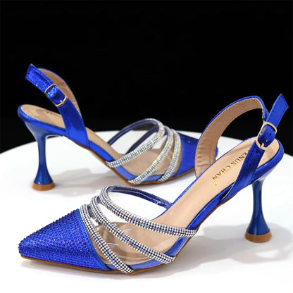 Newest INS Style Orange Color Elegant High Heels Nigeria Popular Design African Ladies Shoes And Bag Set