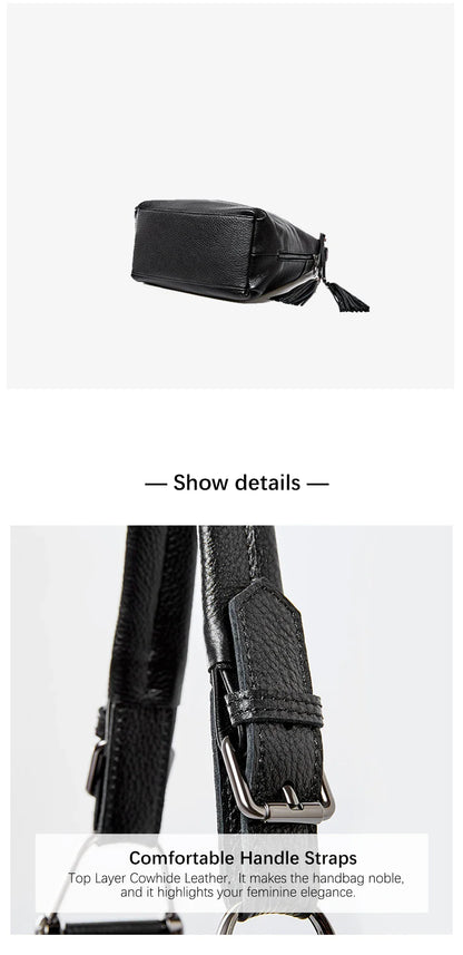 Fashion Tassel Women Shoulder Bag 100% Genuine Leather Daily Shopping Hobos Classic Large Red Tote Handbag Crossbody Bag