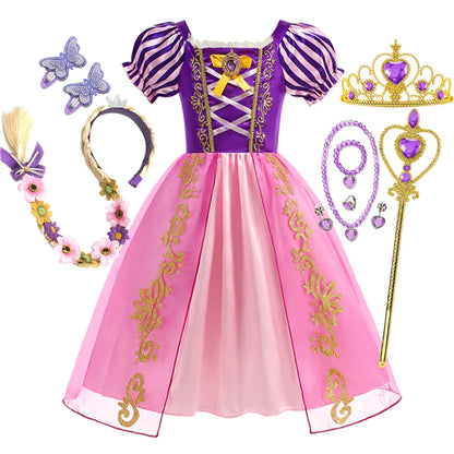 Girls Costume Sleeping Beauty Aurora Princess Party Rapunzel Halloween Snow White Cosplay Costume Kid Cinderella Dress up