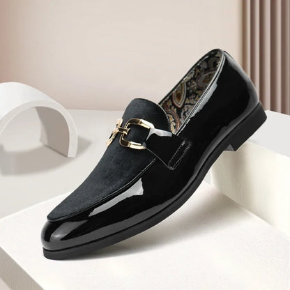 Fashion Man's Leather Shoes Party Wedding Loafers Metal Button Moccasins Men Slip-on Comfortable Driving Popular Club Flats