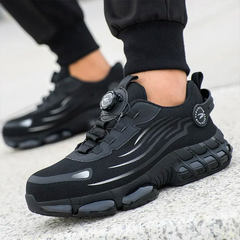 Men's Safety Work Shoes Anti-smash Anti-puncture Rotating Button Fashion Sport Boots Protective Security Men's Footwear