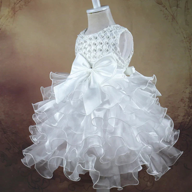 Vestido de Pérolas para Bebês Meninas, Princesa, com Camadas, Vintage, para Festa de Aniversário, Vestido de Baile de Natal, Roupinhas de Bebê de 3 a 24 Meses