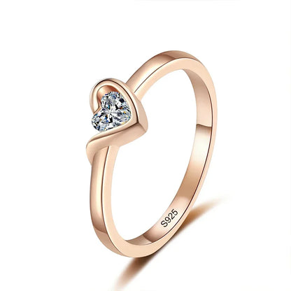 Heart Cut Moissanite Eternity Ring 925 Sterling Silver with Champagne White Gold Plated Band Lab Diamond Rings For Women