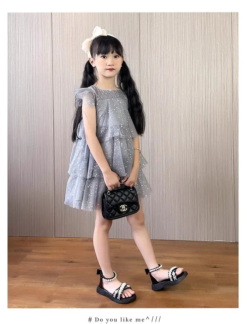 Children's Sandals Summer Girls Princess Causal Bowtie Roman Sandals Fashion Sweet Kid Party Non-slip Open-toe Sandals Hook Loop