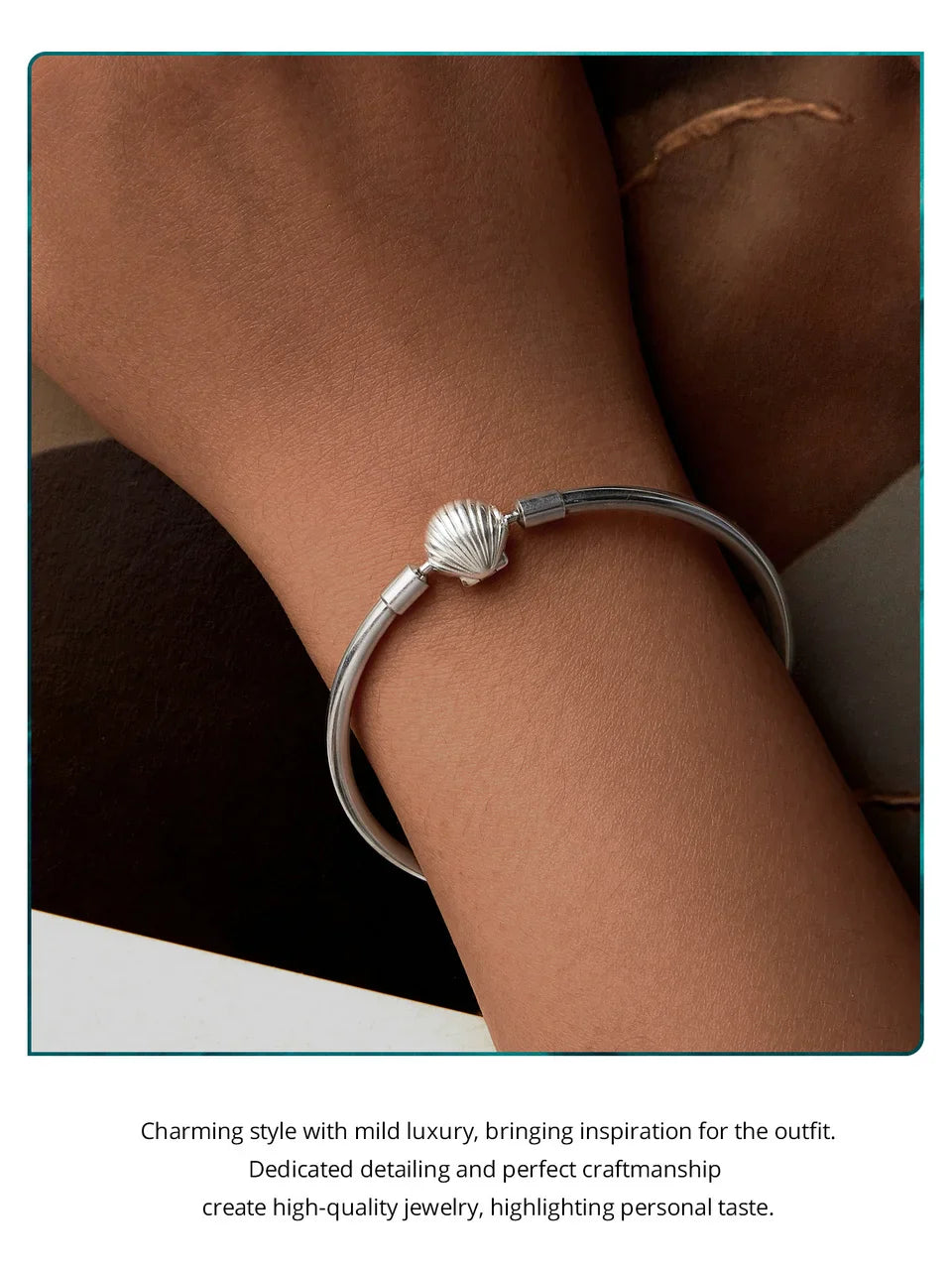 Genuine 925 Sterling Silver Charm Glossy Bracelet Heart/Shell Clasp Basic Bangle Star Spacer Beads for Women DIY Jewelry