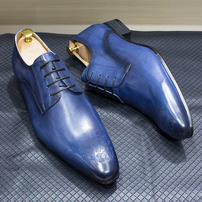 Classic Business Shoes Men Oxford Derby Genuine Leather Pointed Toe Fashion Lace Up High Quality Office Wedding Formal Shoe Male
