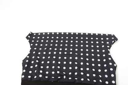 Polka Dots Print T-Shirts Women Summer Trend Skew Collar Off Shoulder Backless Street Fashion Trend Ruched Crop Tops