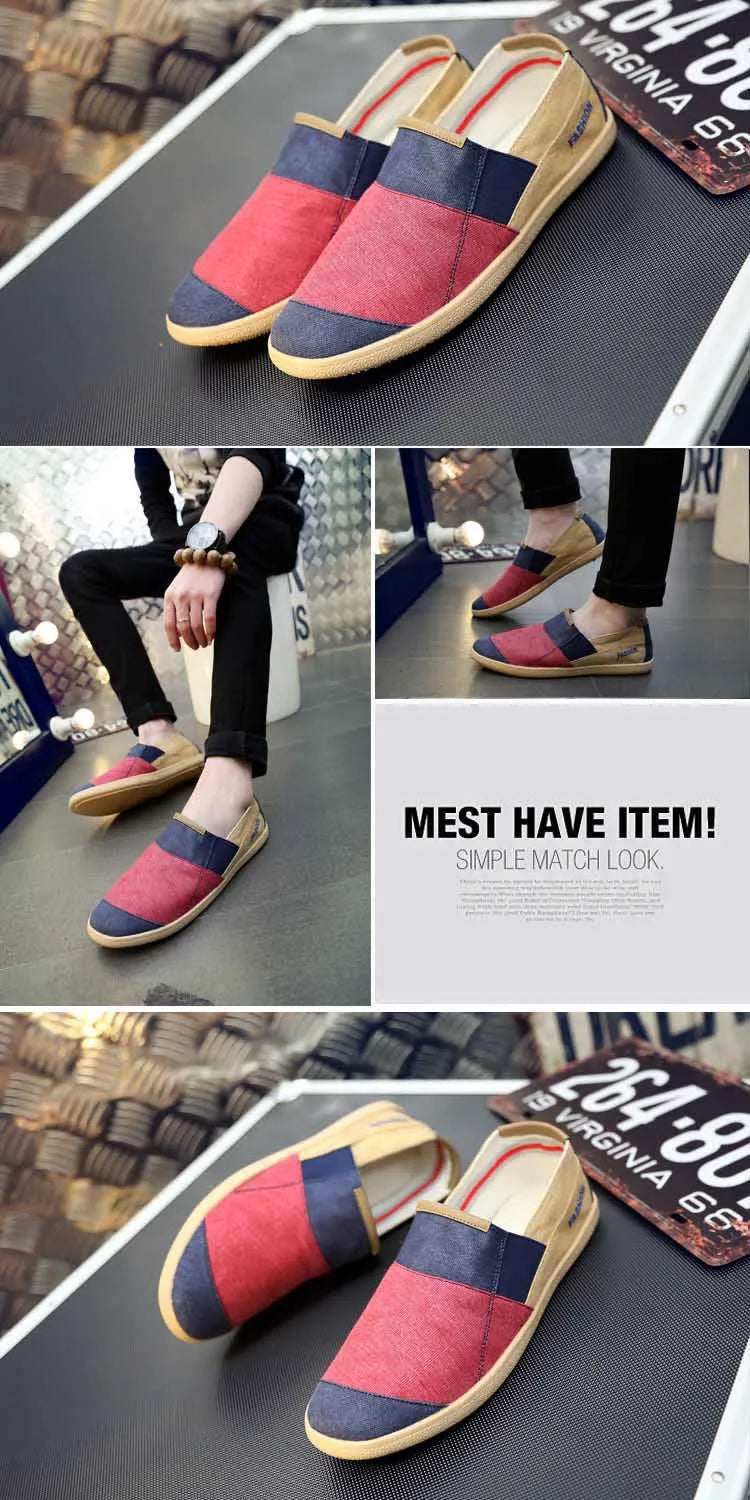 Fisherman's Shoes Fashion Flat Canvas Sneakers Slip On Men's Espadrilles Walking Casual Shoes For Men Loafers Summer