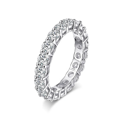 2-5mm Full Moissanite Ring for Women Sparkling Wedding Eternity Bands 100% S925 Sterling Silver Jewelry Classic Ring