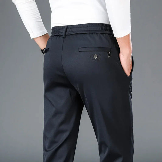 Men's Stretch Casual Pants Autumn Elastic Waist Straight Jogger Sweatpants Korean Business Classic Brand Trousers Male Clothing
