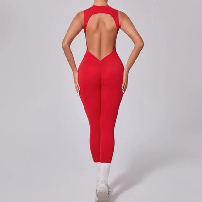 Women's High Elasticity Sports Jumpsuit Yoga Set Fitness Combination Lift Buttocks Bare Back Gym Sexy Romper for Active Women