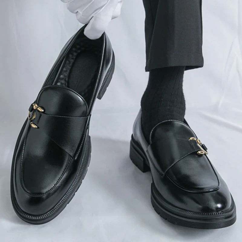 Men's Leather Loafers Slip On Office Casual Business Leather Shoes For Men Wedding Oxford Shoes Male Party Formal Derby Shoe Man