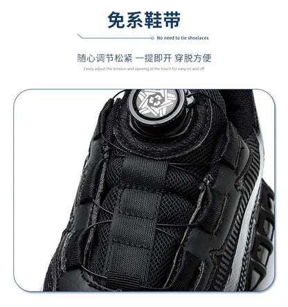 Steel Toe Indestructible Shoes Protective Boots Rotating Button Work Safety Shoes Men Air Cushion Security Boots Work Sneakers