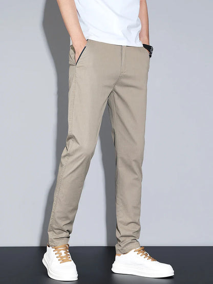Cotton Thin Men's Business Casual Pants Summer Straight Slim Fit Fashion Stretch Solid Trousers Korean Men's Pants Size 28-38