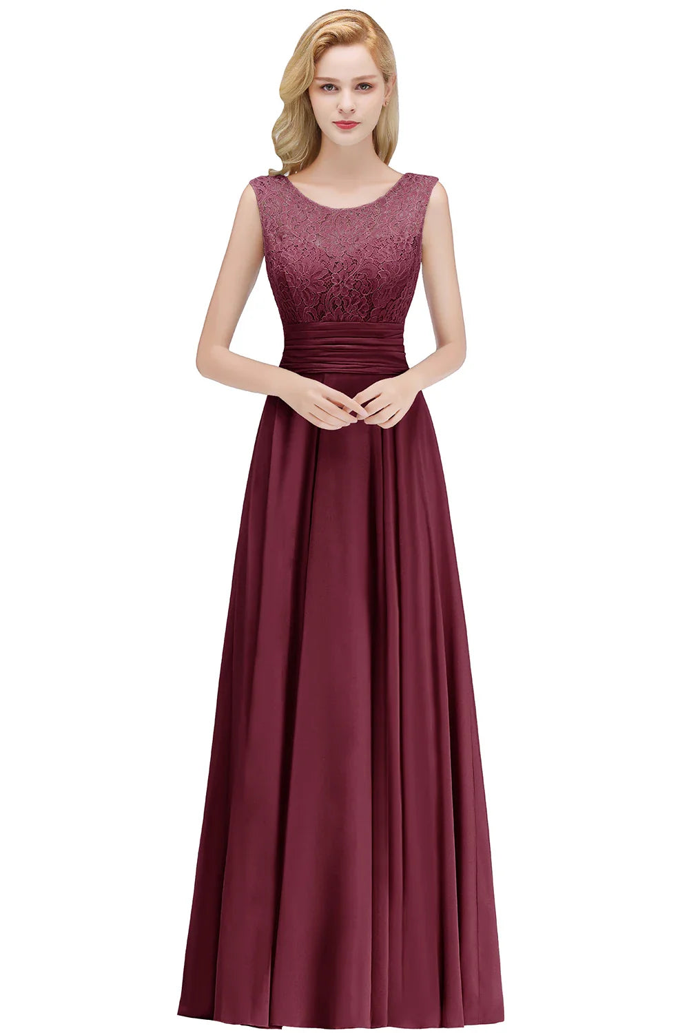 2024 New Style Pink Lace Prom Dress Long Maxi Sleeveless Chiffon Skirt with Lace Bodice Illusion Neck V-Back Formal Party Dress