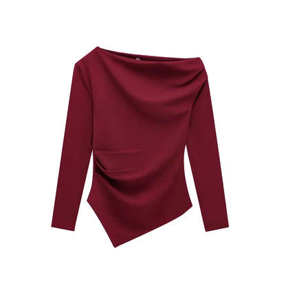 Women's Sexy Elegant Tops 2025 Spring Long Sleeve Pullovers Fashion Casual Y2k White Black Red Green Tops For Female