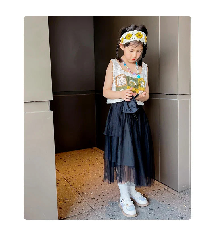 Toddler Girls Elegant Glossy Mesh Mary Jane Flats Flower Buckle Strap Heart Pattern Chunky Sole Comfortable Party School Shoes