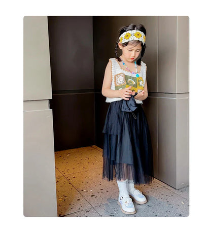 Toddler Girls Elegant Glossy Mesh Mary Jane Flats Flower Buckle Strap Heart Pattern Chunky Sole Comfortable Party School Shoes