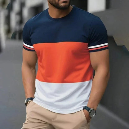 Camiseta masculina de verão, gola redonda, estampada, Harajuku, streetwear, esportiva, casual, manga curta, tamanho grande, top confortável