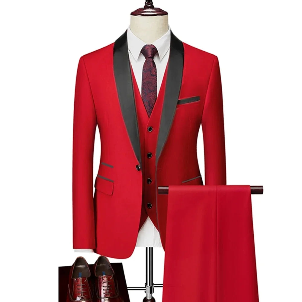 Formal Suit Set Coat Vest Trousers Business Groom Wedding Dress Blazer Pants suit men trajes de boda para hombre completos