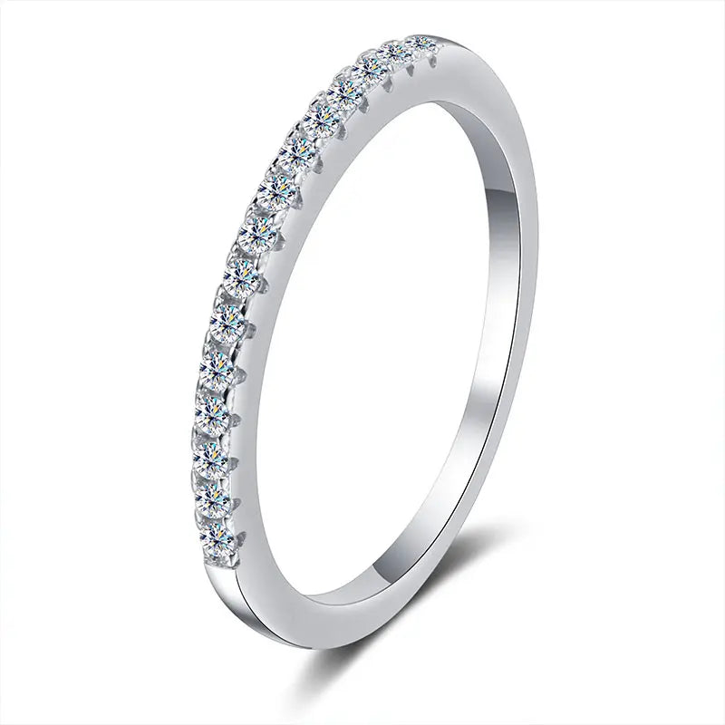2mm D Color Moissanite Ring s925 Sterling Sliver Plated 18k White Gold Eternity Band Wedding Engagement Rings For Women