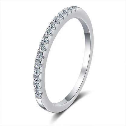 2mm D Color Moissanite Ring s925 Sterling Sliver Plated 18k White Gold Eternity Band Wedding Engagement Rings For Women