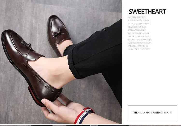 Men's Leather Shoes Fashion Business Formal Dress Loafers Moccasins Luxury 2026 Doudou shoes British Korean version plus size 48