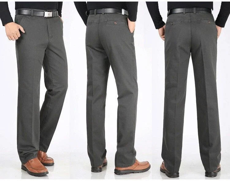 Winter Men's Thicken Fleece Casual Pants Stretch Loose Straight Warm Business Trousers Velvet Fashion Leisure Office Suit Pants
