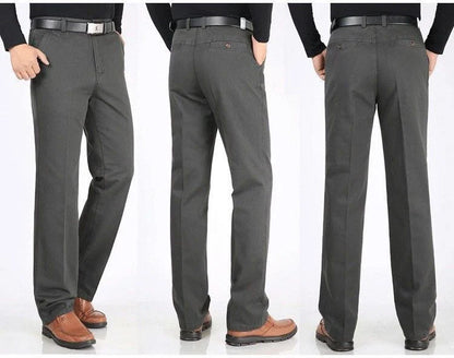 Winter Men's Thicken Fleece Casual Pants Stretch Loose Straight Warm Business Trousers Velvet Fashion Leisure Office Suit Pants