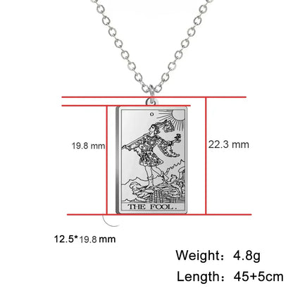 Tarot Cards Necklace Women Stainless Steel Necklace Wealth Amulet Classic Tarot Major Arcana Divination Charm Jewelry