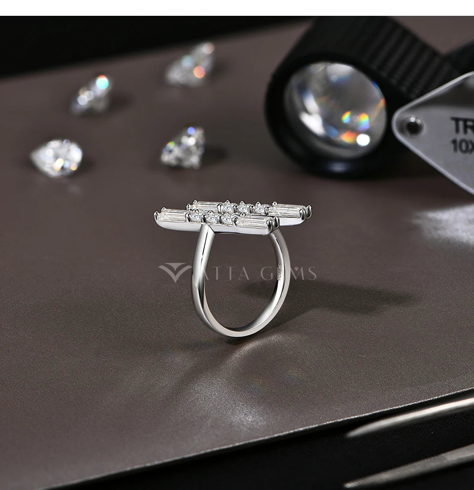D VVS1 Color 3.0CT Moissanite Rings for Women Adjustable Ring Solid 925 Sterling SIlver Engagement Wedding Fine Jewelry