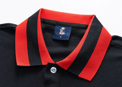 Men's polo shirt USA Chicago short sleeve Royal leisure sports party cotton embroidered with slit contrast color original
