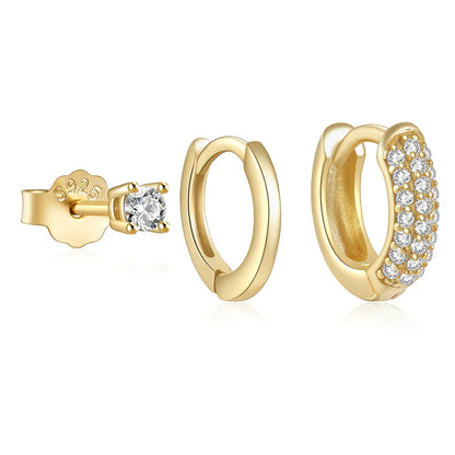 925 Sterling Silver 3PCS DIY Hoop Earring With Piercing Stud Earring Set Women Men Party Wedding Jewelry Set pendientes 925
