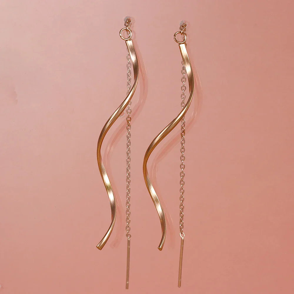 Accessories for Women Long Tassel Threader Earrings for Women Wave Shaped Simple Long Chain Earring Wedding Party Jewelry Gift