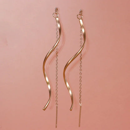 Accessories for Women Long Tassel Threader Earrings for Women Wave Shaped Simple Long Chain Earring Wedding Party Jewelry Gift