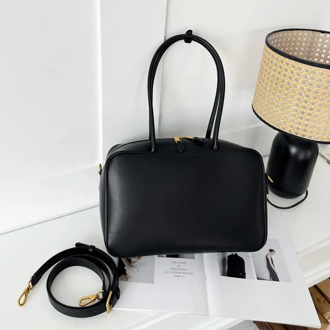 Genuine Leather Fashion Women Shoudler Black Bags Luxury Desiger Ladies Crossbody Cowhide Brown Large Bag Female Handbags Coffe