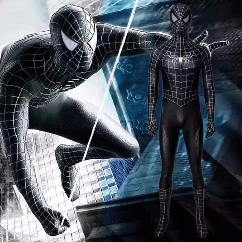 Black Spider Man Toby Costume Slim Fit Jumpsuit Cosplay Superhero Expedition Costume Superhero Zhentai Halloween Party Gifts
