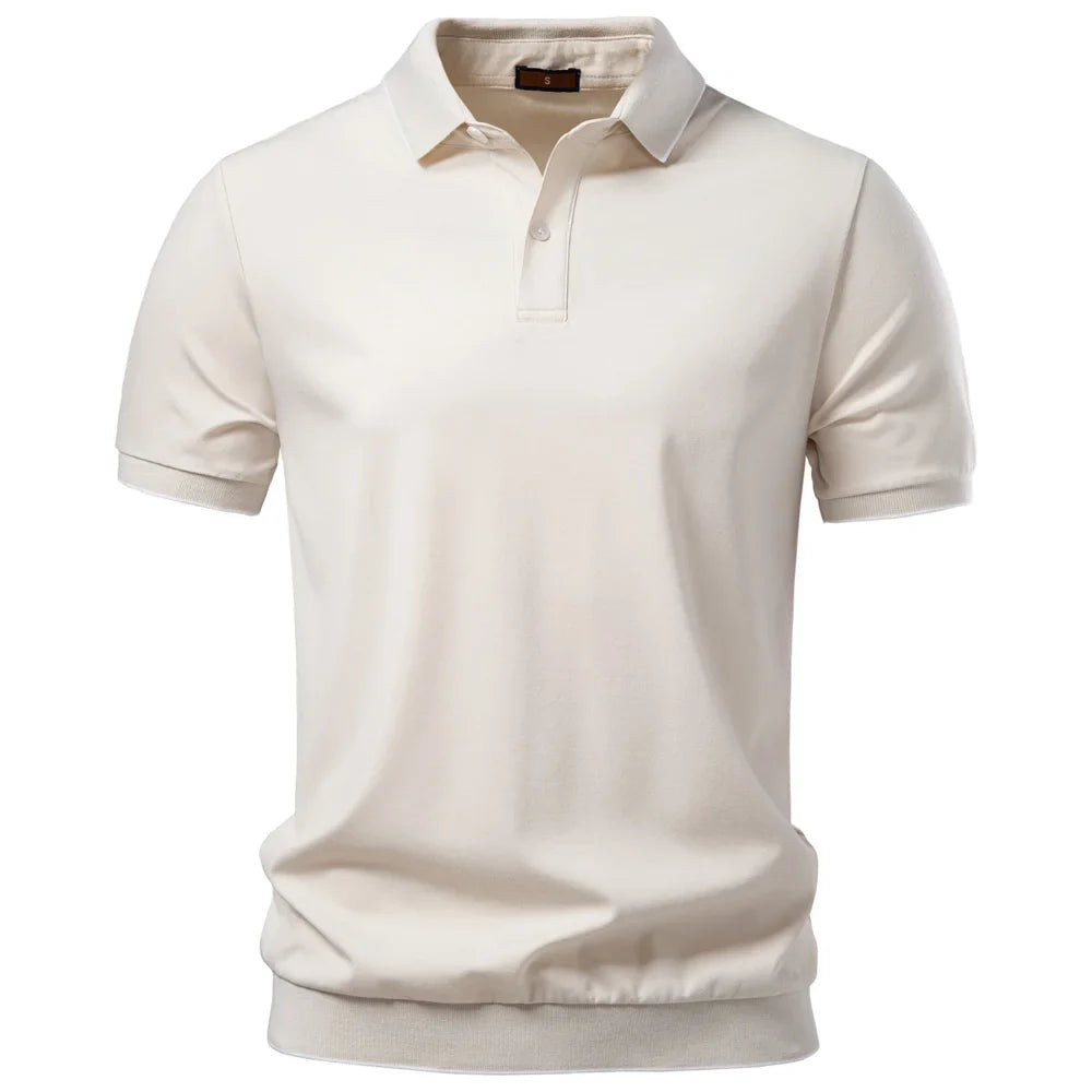 Old Money Polo Shirt Men‘s Solid Color Design Premium Fabric Skin Friendly Cool Breathable Soft Wear