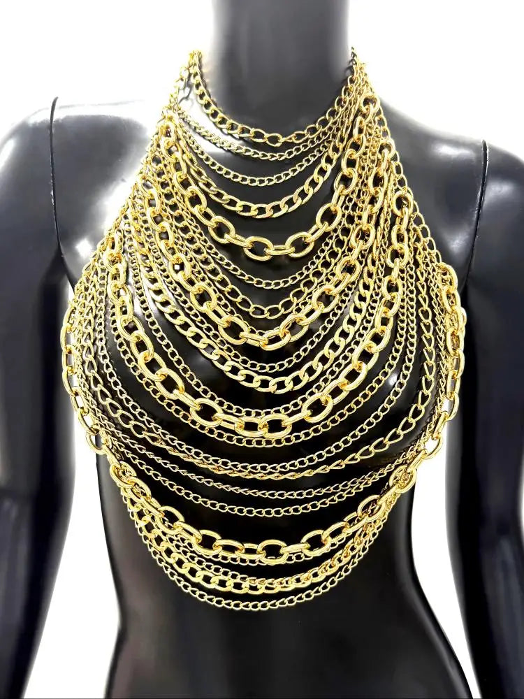 European and American Fashion Trendy Chest Chain Multiple Styles Chest Chain Gold Chain Stacked Top