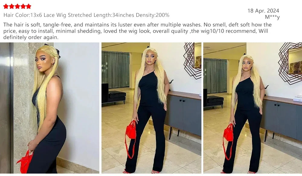 Honey Blonde 613 Straight Remy Hair Wigs 13x4 13x6 HD Transparent Lace Frontal Wigs Pre Plucked Brazilan 200% Density Human Hair