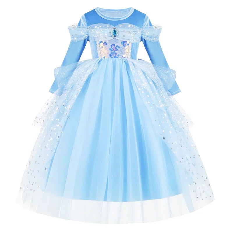 Girls Cinderella Cosplay Costume For Children Baby Girl Kids Halloween Birthday Party Dress Princess Costume