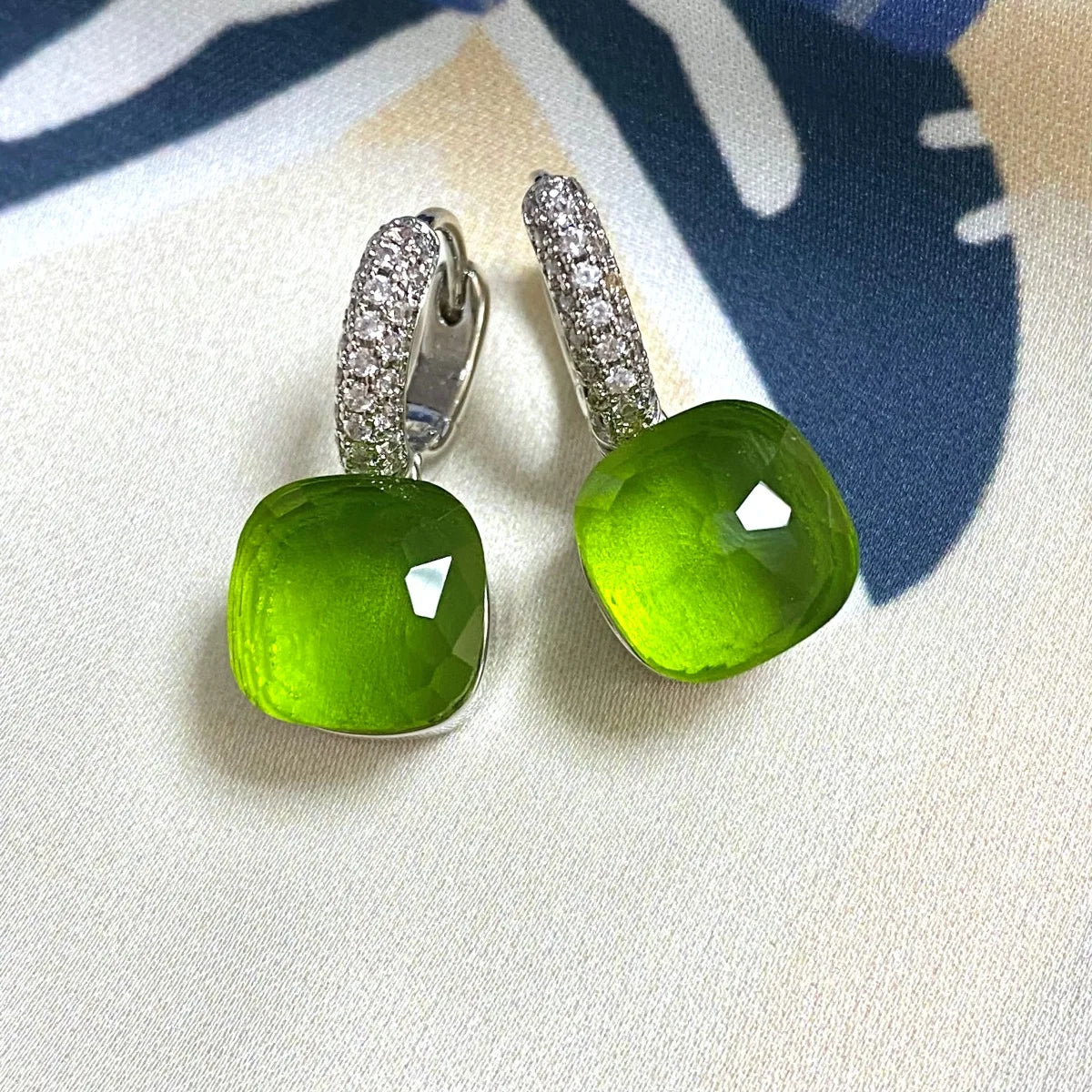 Classic Candy Color Earrings Inlay Transparent Zircon 27Colors Crystal Earrings Platinum Plated Fashion Jewelry For Women