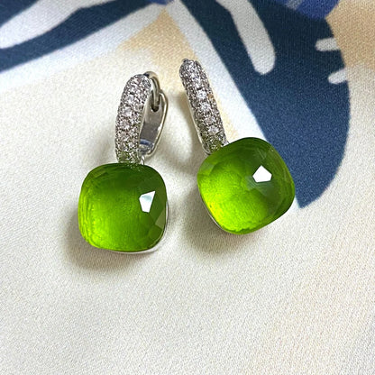 Classic Candy Color Earrings Inlay Transparent Zircon 27Colors Crystal Earrings Platinum Plated Fashion Jewelry For Women