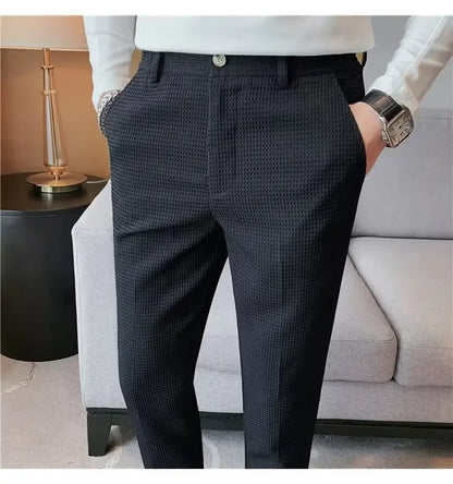 Spring Summer Men's Smart Casual Suit Pants Fashion Slim Fit Solid Color Youthful Vitality Suit Trousers Men Korean Dress Pants