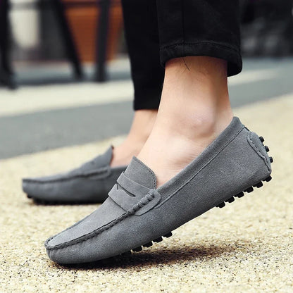 High Quality Suede Men Casual Shoes Non-slip Mens Driving Shoes Slip on Flats Loafers Leather Shoes 10 Colors Size 38-49
