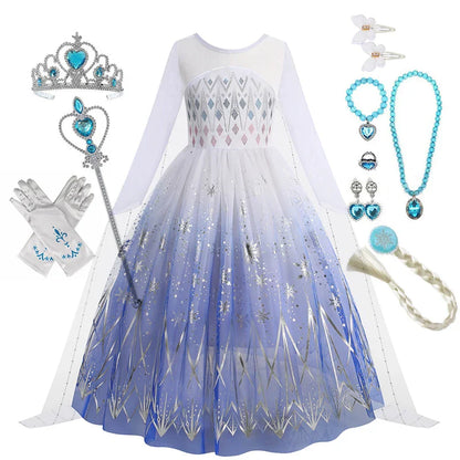 Frozen 2 Elsa Princess Girls Dress Up Snow Queen Costume Carnival Party Halloween Kids Carnival Birthday Party Clothes