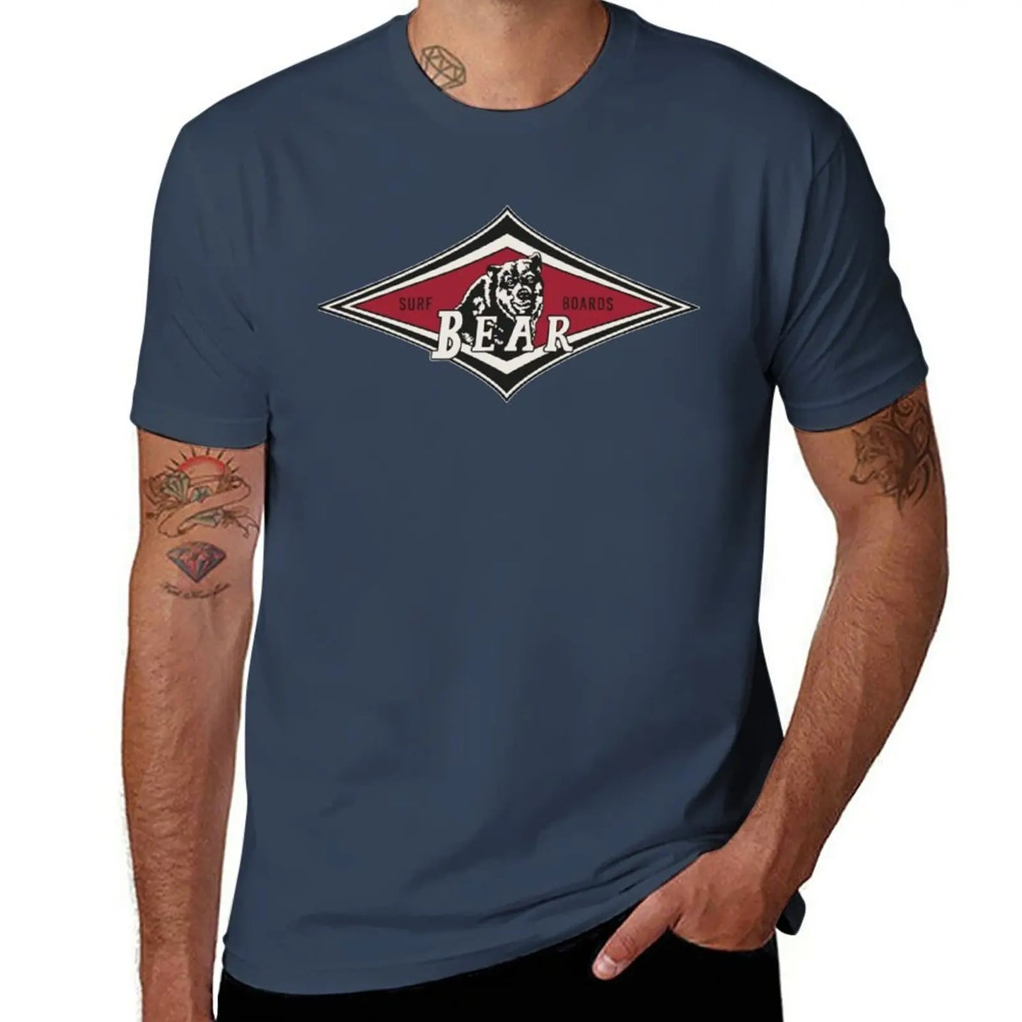 New Vintage Surfing Bear Big Wednesday cult Surfboard surf logo diamond retro T shirt T-Shirt T-Shirt