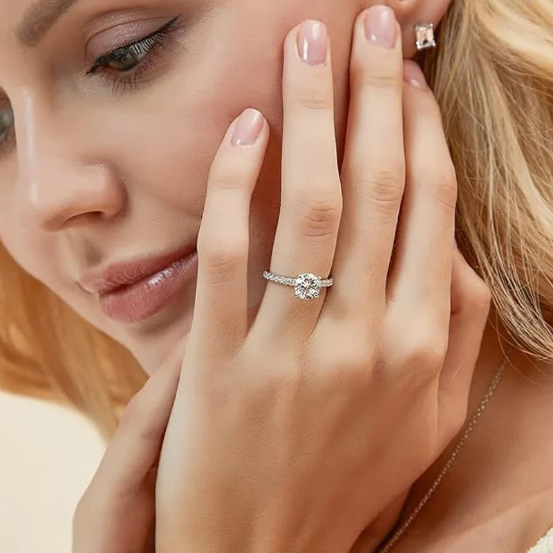 8mm 2ct Moissanite Solitaire Ring 14K Gold Filled Engagement Rings For Women Wedding Party Jewelry Gift