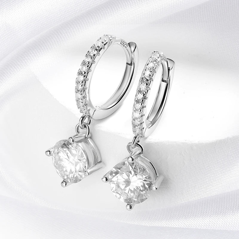 0.5CT 1CT D Color Zircon/moissanite Drop Earrings for Women Sparkling Lab Diamond Sterling Silver 925 Wedding Jewelry