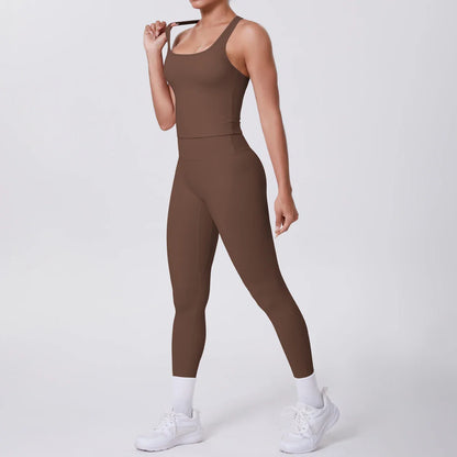 Yoga Top Set Fitness Gym Suit Training Sleeveless Sport Gym Tops Crossover Back Sports Underwear Tummy Control Slimming